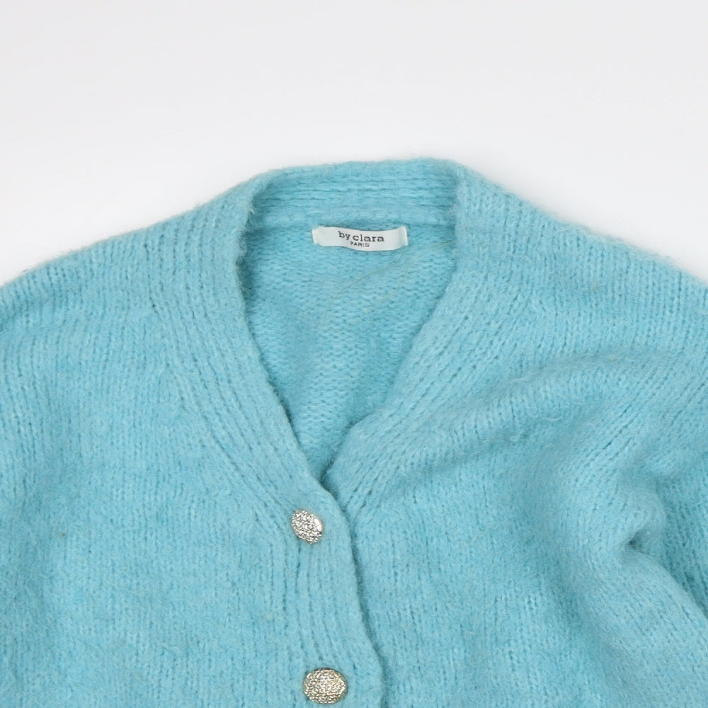 By Clara Womens Blue V-Neck Polyamide Cardigan Jumper Size S