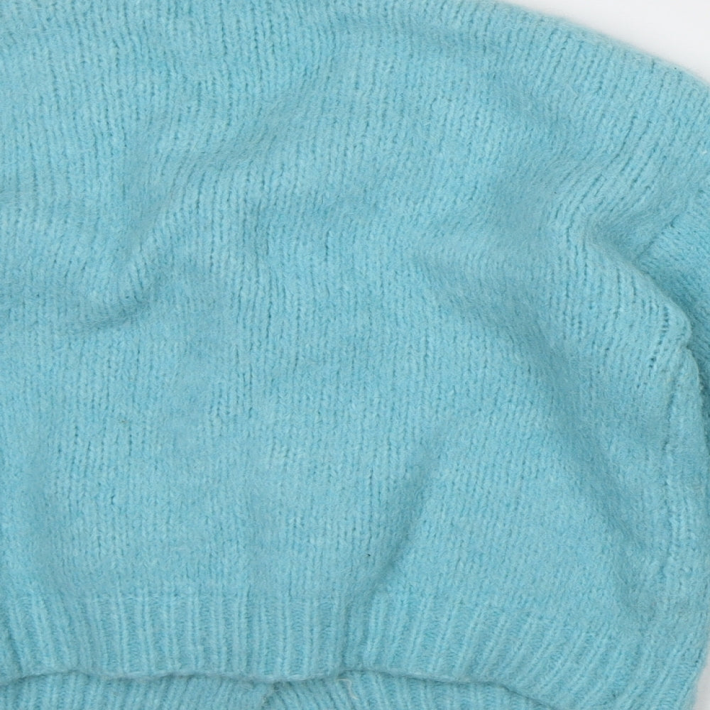 By Clara Womens Blue V-Neck Polyamide Cardigan Jumper Size S