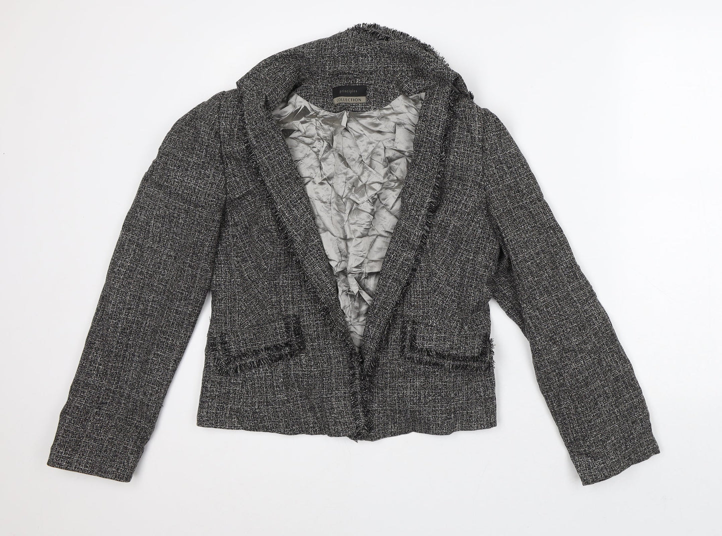 Principles Womens Grey Geometric Jacket Blazer Size 14