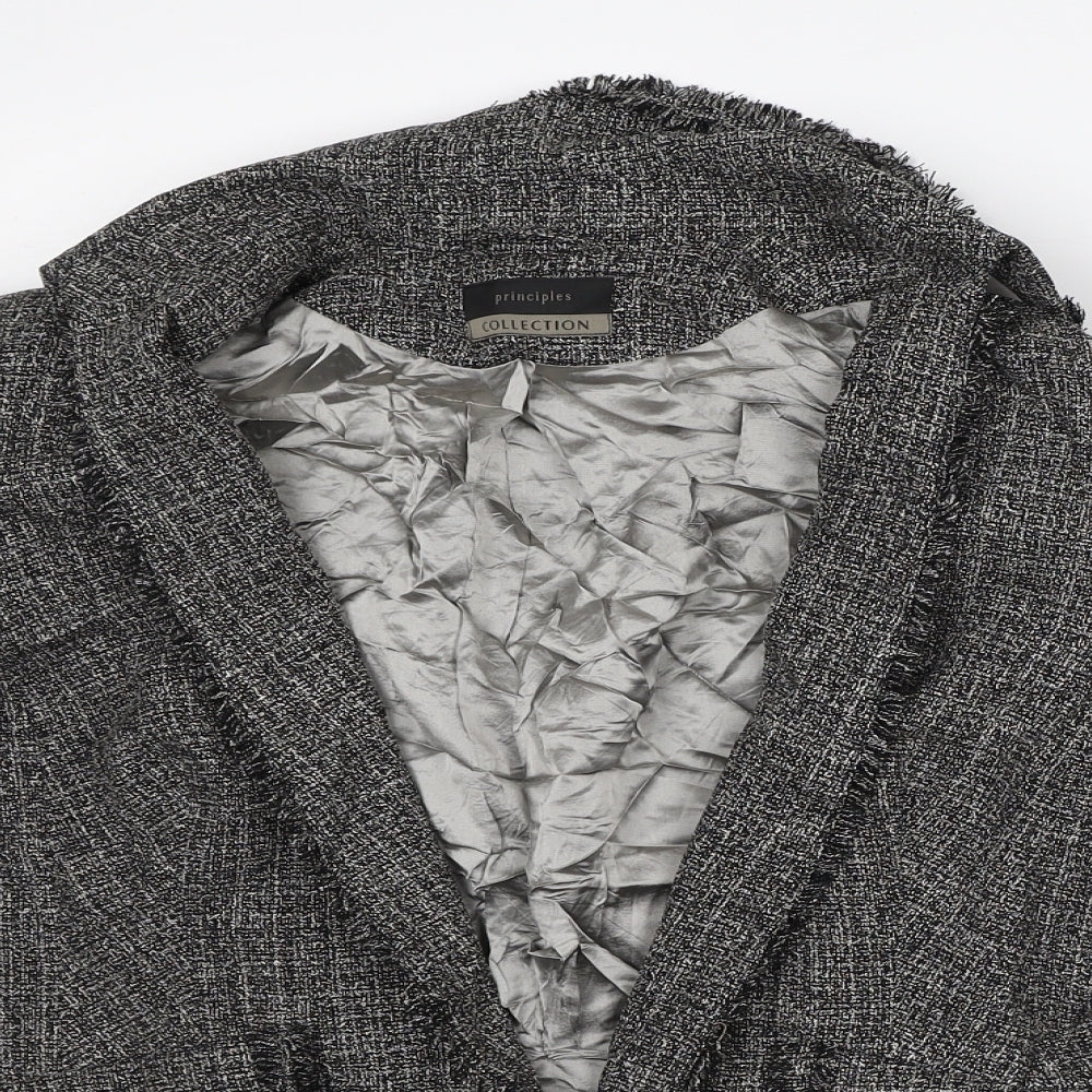 Principles Womens Grey Geometric Jacket Blazer Size 14