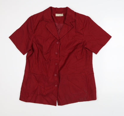 Womens UK Size 18 Daxon Red Basic Button-Up