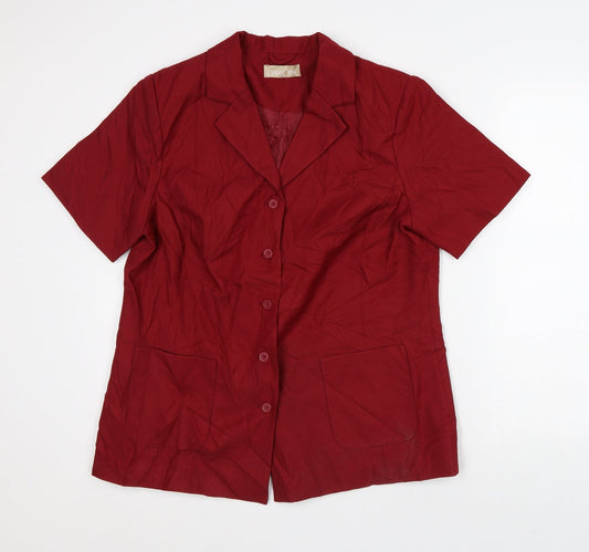 Daxon Womens Red Polyester Basic Button-Up Size 18 Collared