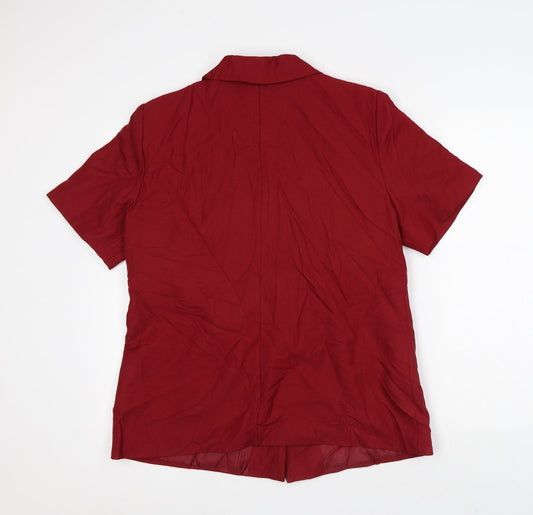 Daxon Womens Red Polyester Basic Button-Up Size 18 Collared