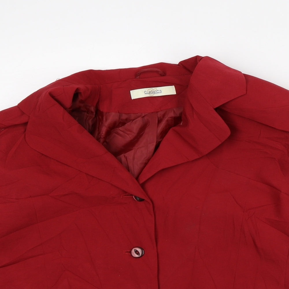 Classics Womens Red Jacket Blazer Size 16