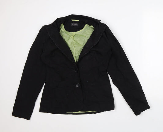 George Womens Black Striped Jacket Blazer Size 10