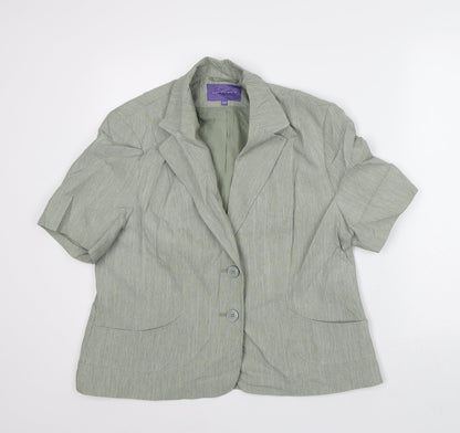 Autonomy Womens Green Geometric Jacket Blazer Size 16 - Short Sleeves
