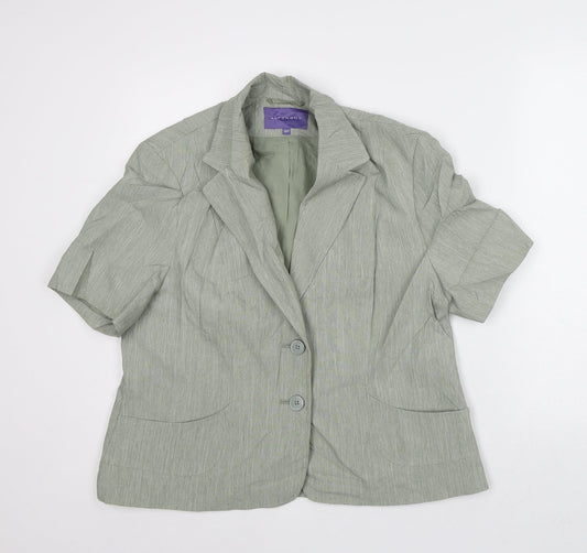Autonomy Womens Green Geometric Jacket Blazer Size 16 - Short Sleeves