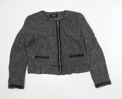 Peacocks Womens Grey Geometric Jacket Size 16 Zip