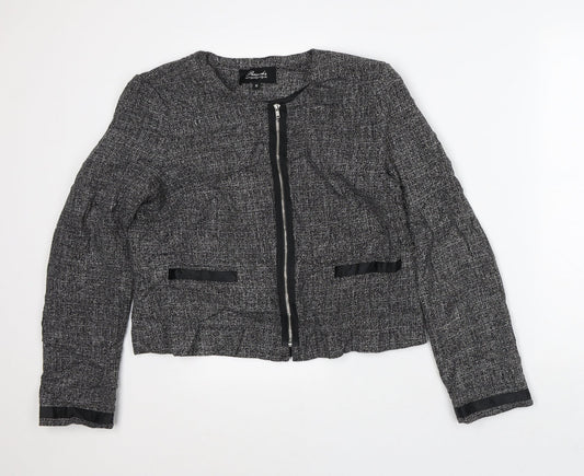 Peacocks Womens Grey Geometric Jacket Size 16 Zip