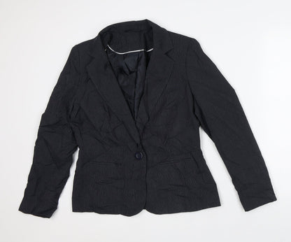 F&F Womens Black Striped Jacket Blazer Size 14
