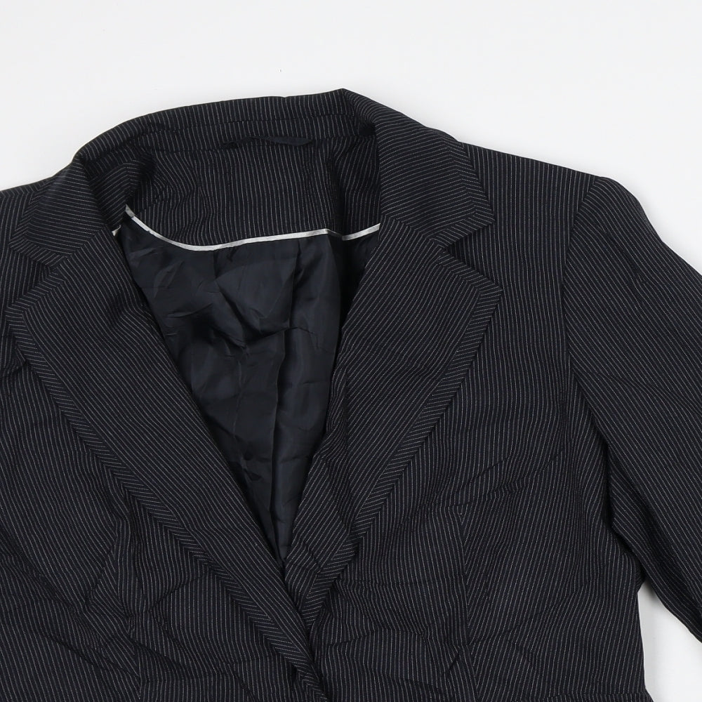 F&F Womens Black Striped Jacket Blazer Size 14