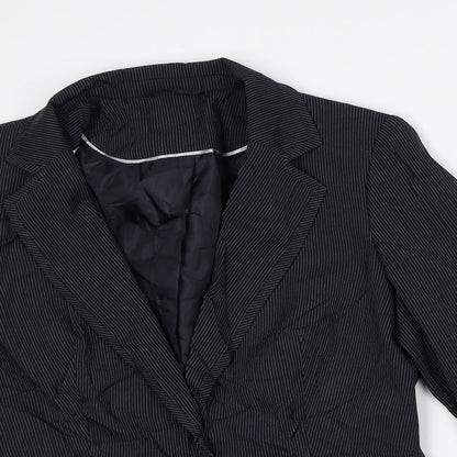 F&F Womens Black Striped Jacket Blazer Size 14