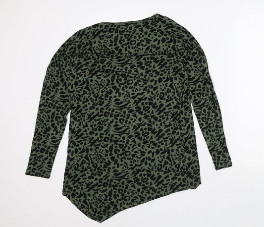 Papaya Womens Green Animal Print Viscose T-Shirt Dress Size S Round Neck