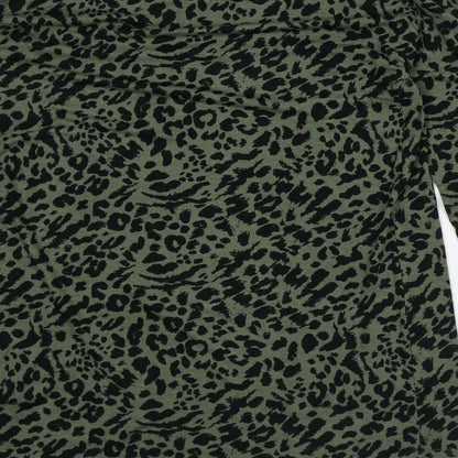 Papaya Womens Green Animal Print Viscose T-Shirt Dress Size S Round Neck