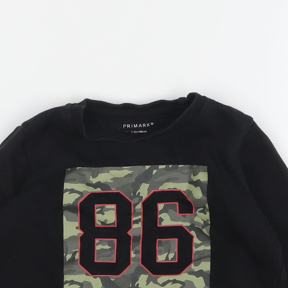 Primark Boys Black Camouflage Cotton Pullover Sweatshirt Size 2-3 Years