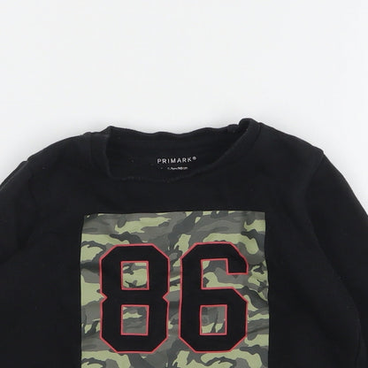 Primark Boys Black Camouflage Cotton Pullover Sweatshirt Size 2-3 Years