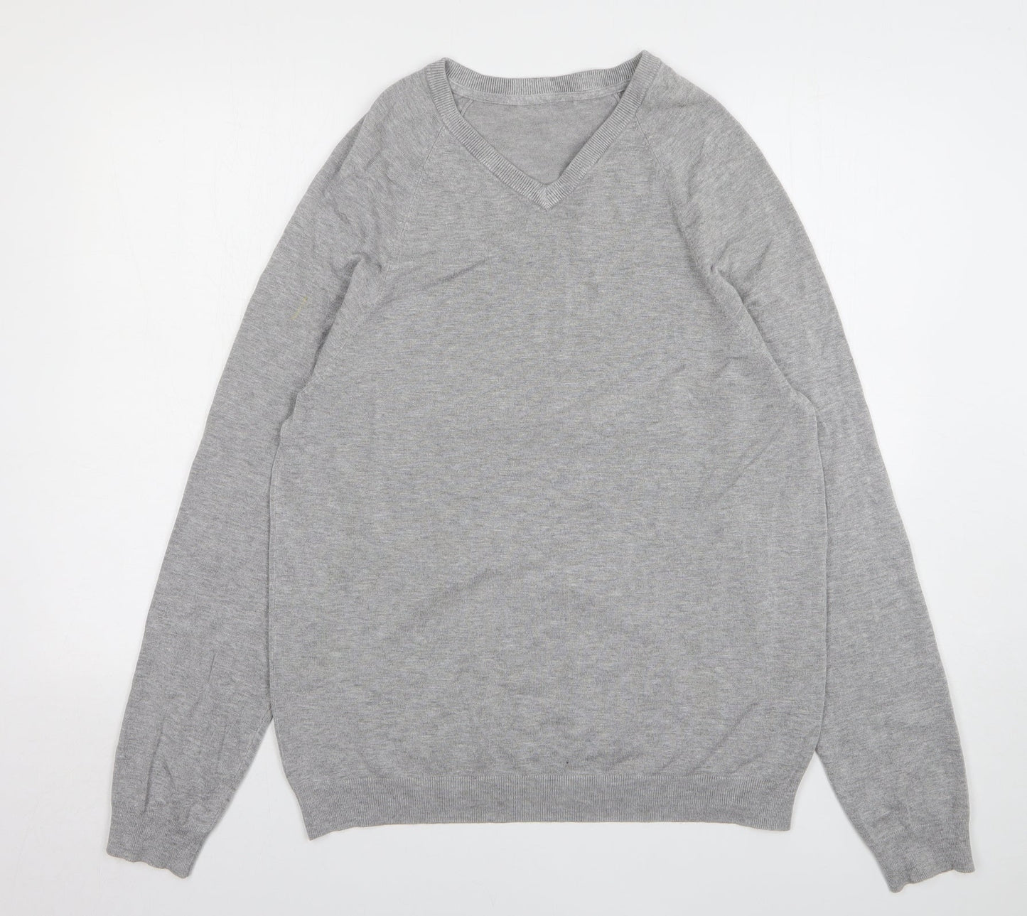 Very Mens Grey V-Neck Viscose Pullover Jumper Size L