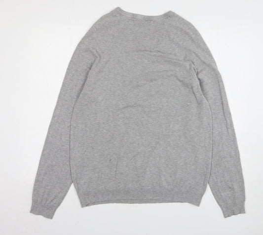Very Mens Grey V-Neck Viscose Pullover Jumper Size L