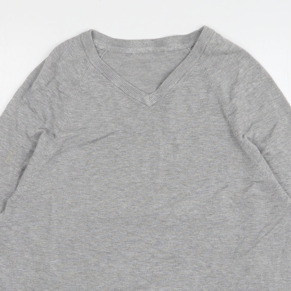 Very Mens Grey V-Neck Viscose Pullover Jumper Size L