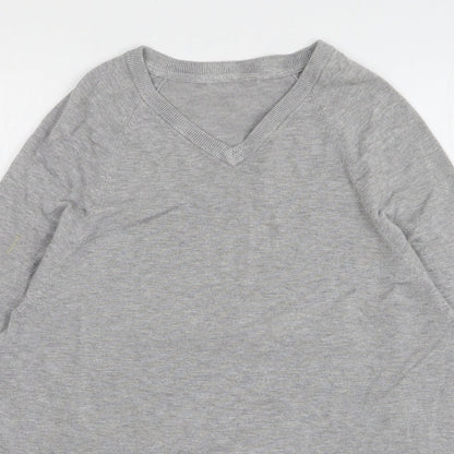 Very Mens Grey V-Neck Viscose Pullover Jumper Size L