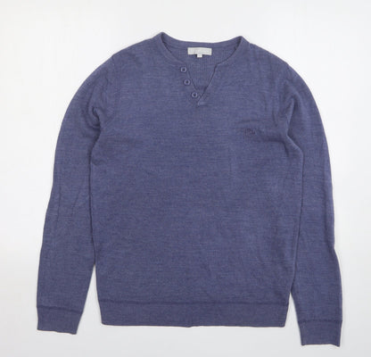 Red Herring Mens Blue V-Neck Acrylic Pullover Jumper Size S