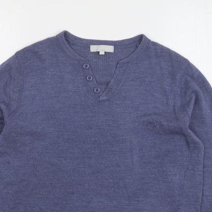 Red Herring Mens Blue V-Neck Acrylic Pullover Jumper Size S