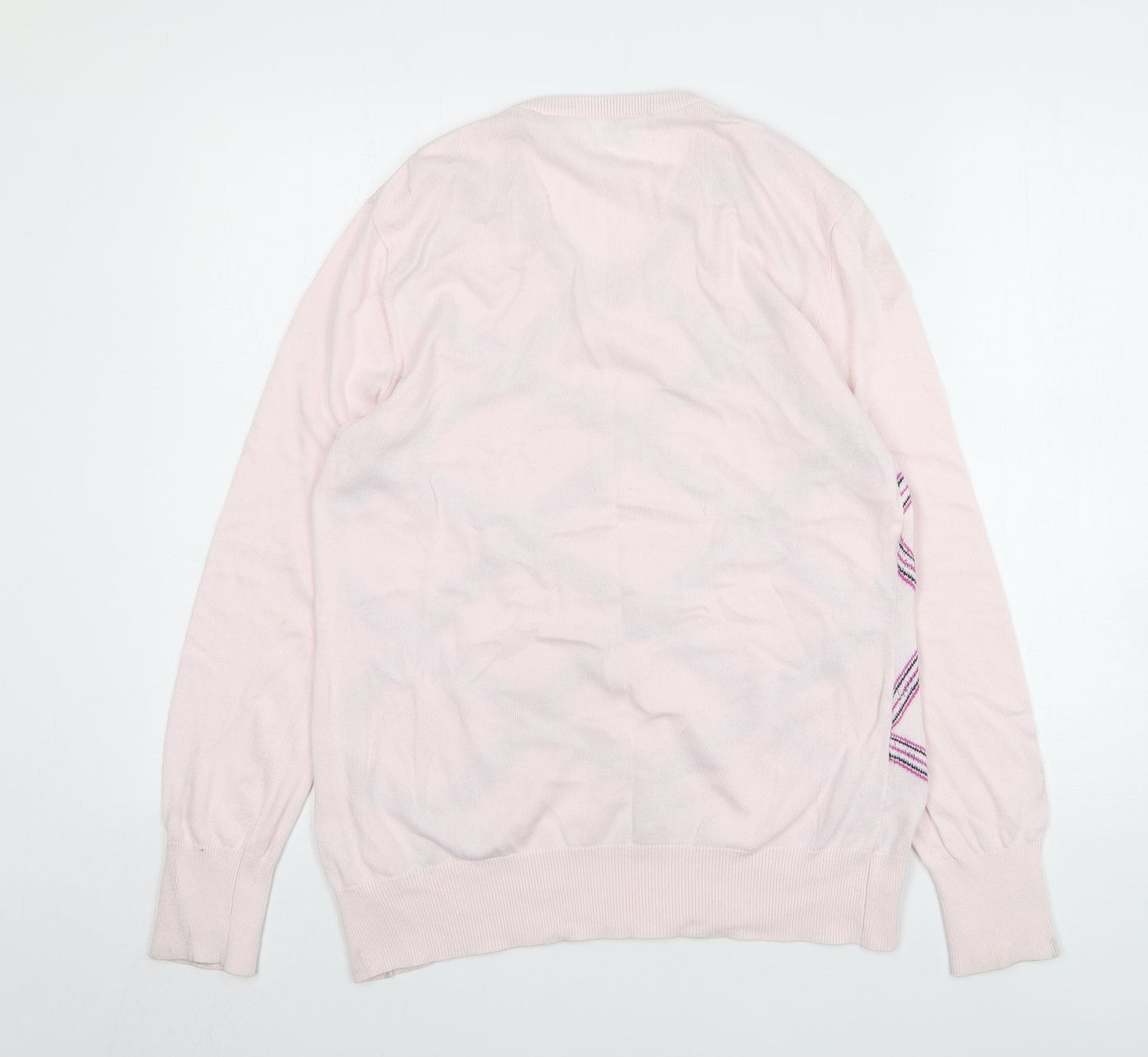 Ashworth Womens Pink V-Neck Argyle/Diamond Cotton Pullover Jumper Size L