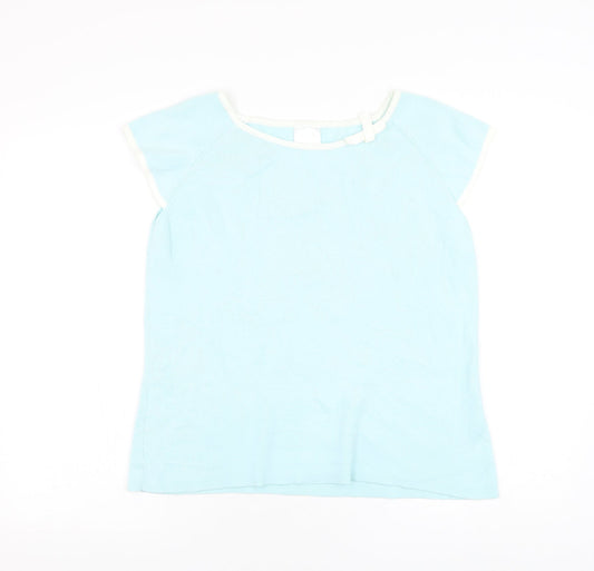 Agenda Womens Blue Round Neck Ramie Pullover Jumper Size 18