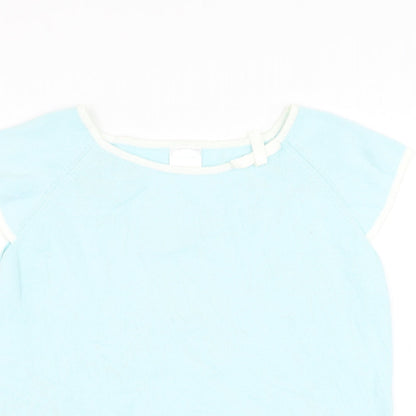 Agenda Womens Blue Round Neck Ramie Pullover Jumper Size 18