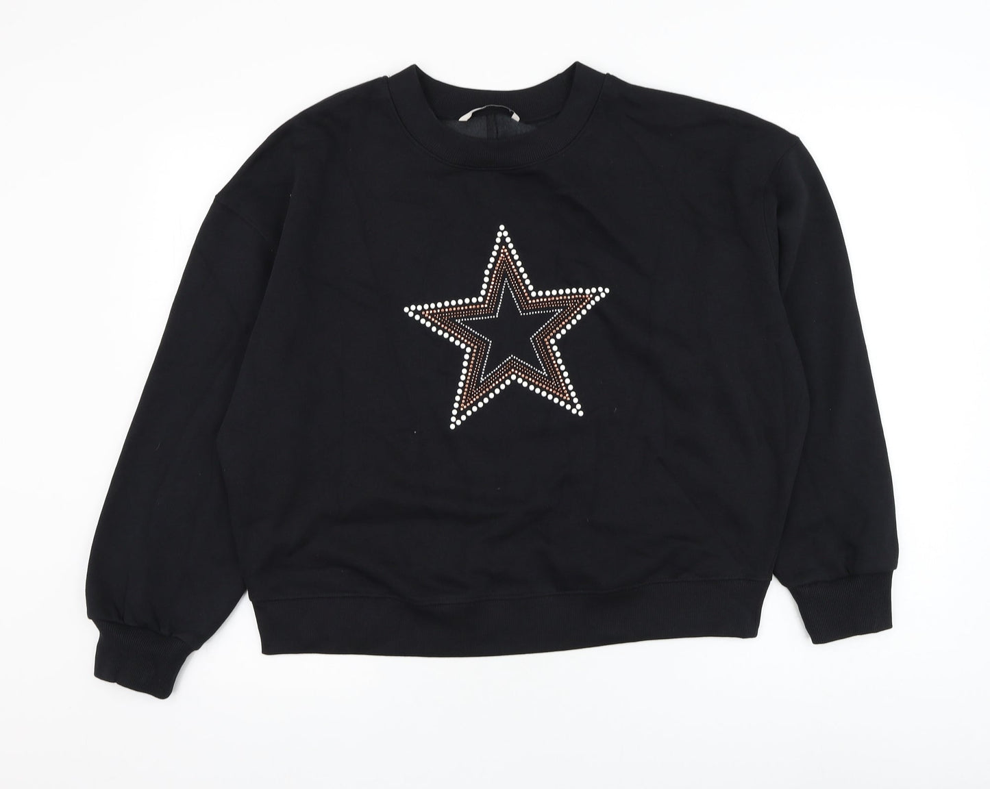 TU Womens Black Cotton Pullover Sweatshirt Size S Pullover - Star