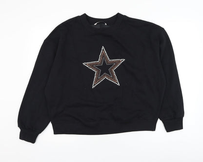 TU Womens Black Cotton Pullover Sweatshirt Size S Pullover - Star