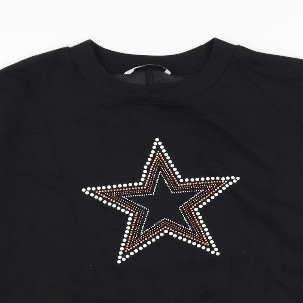 TU Womens Black Cotton Pullover Sweatshirt Size S Pullover - Star