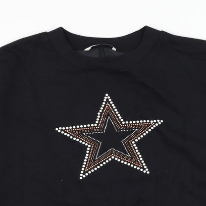 TU Womens Black Cotton Pullover Sweatshirt Size S Pullover - Star