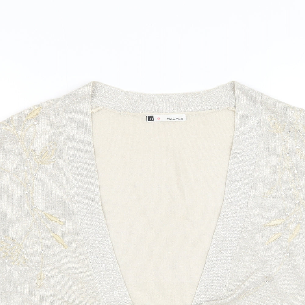 Womens UK Size 14 Viz A Viz Gold Cardigan Jumper