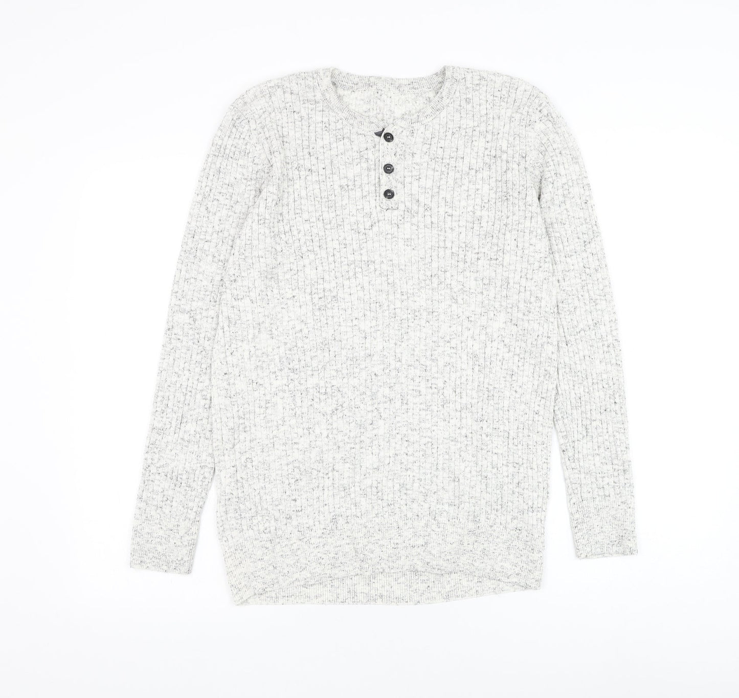 Preworn Mens White Round Neck Polyester Jumper Size M