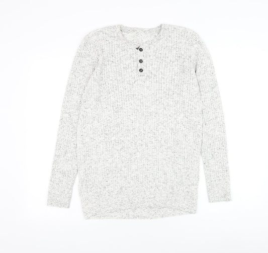 Preworn Mens White Round Neck Polyester Jumper Size M