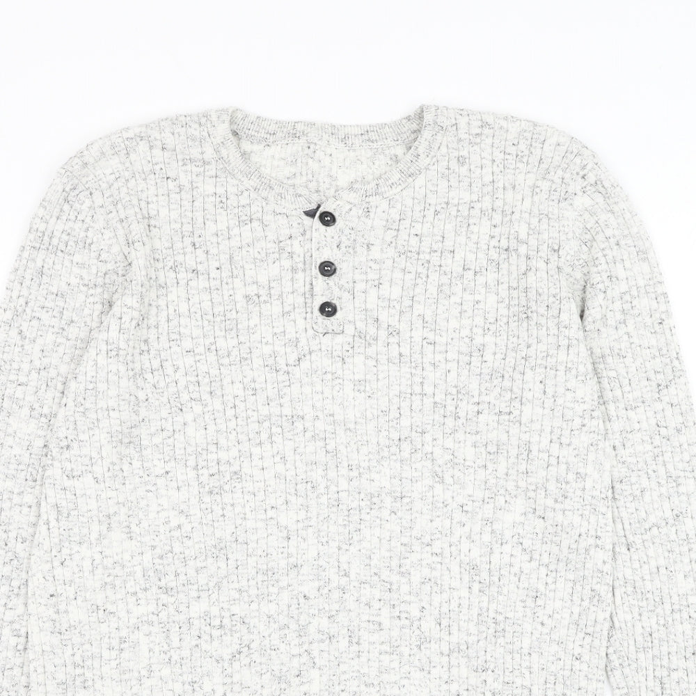 Preworn Mens White Round Neck Polyester Jumper Size M