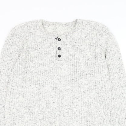 Preworn Mens White Round Neck Polyester Jumper Size M