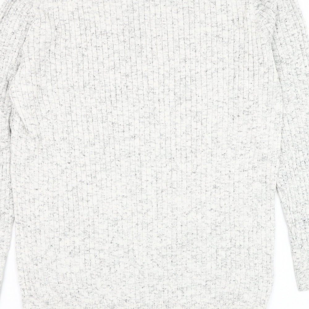 Preworn Mens White Round Neck Polyester Jumper Size M