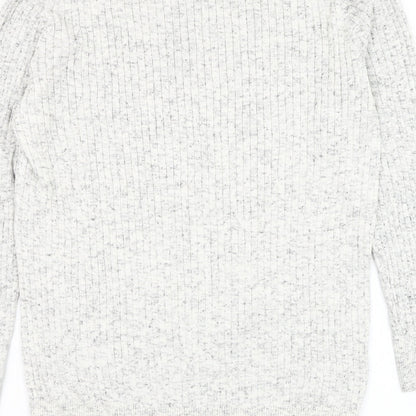 Preworn Mens White Round Neck Polyester Jumper Size M