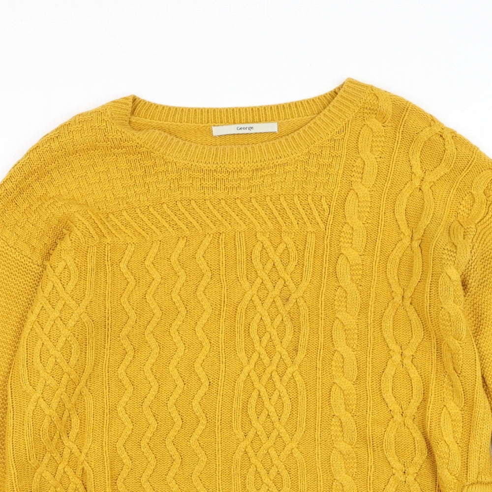 George Womens Yellow Round Neck Polyester Pullover Jumper Size M