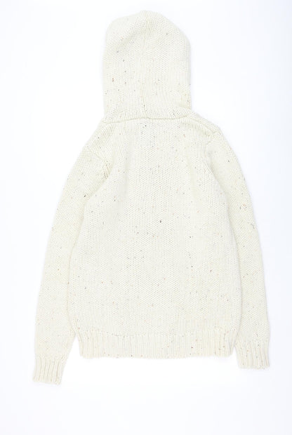 Bershka Mens Ivory Round Neck Acrylic Pullover Jumper Size M