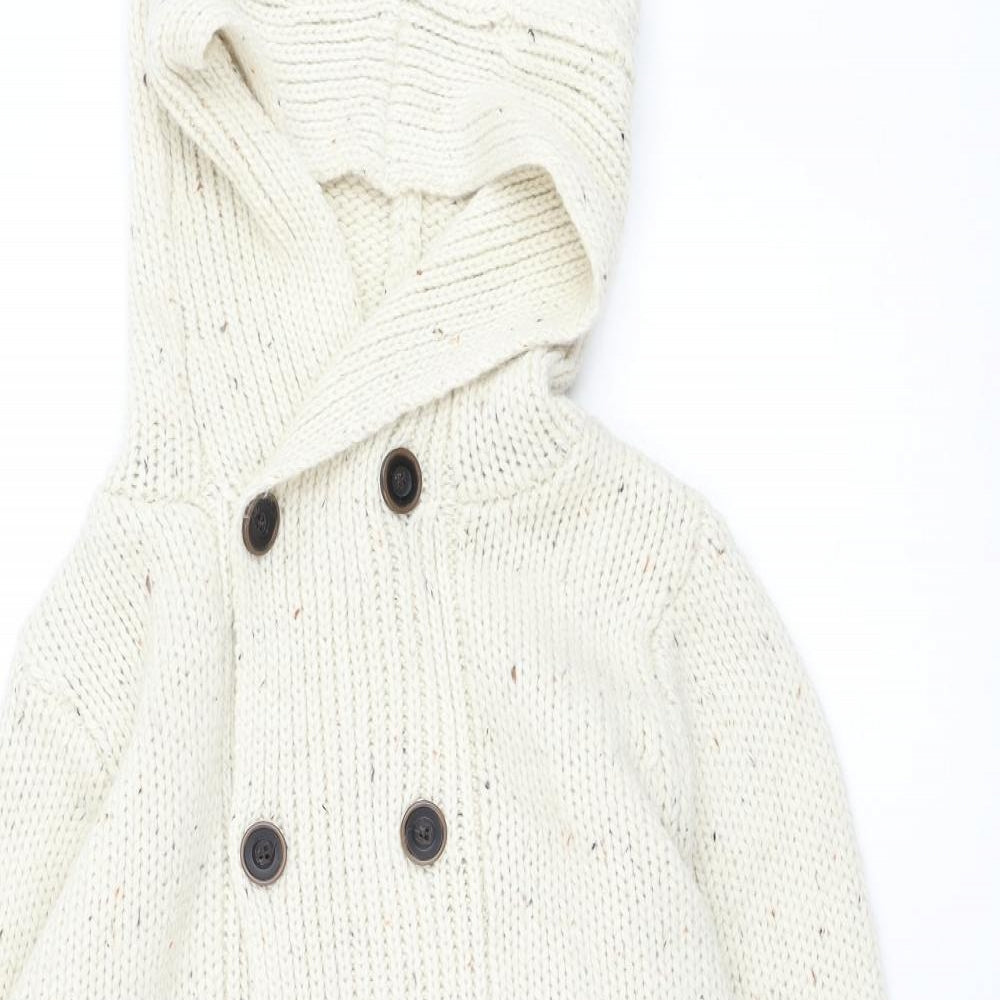 Bershka Mens Ivory Round Neck Acrylic Pullover Jumper Size M