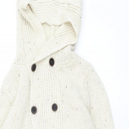 Bershka Mens Ivory Round Neck Acrylic Pullover Jumper Size M