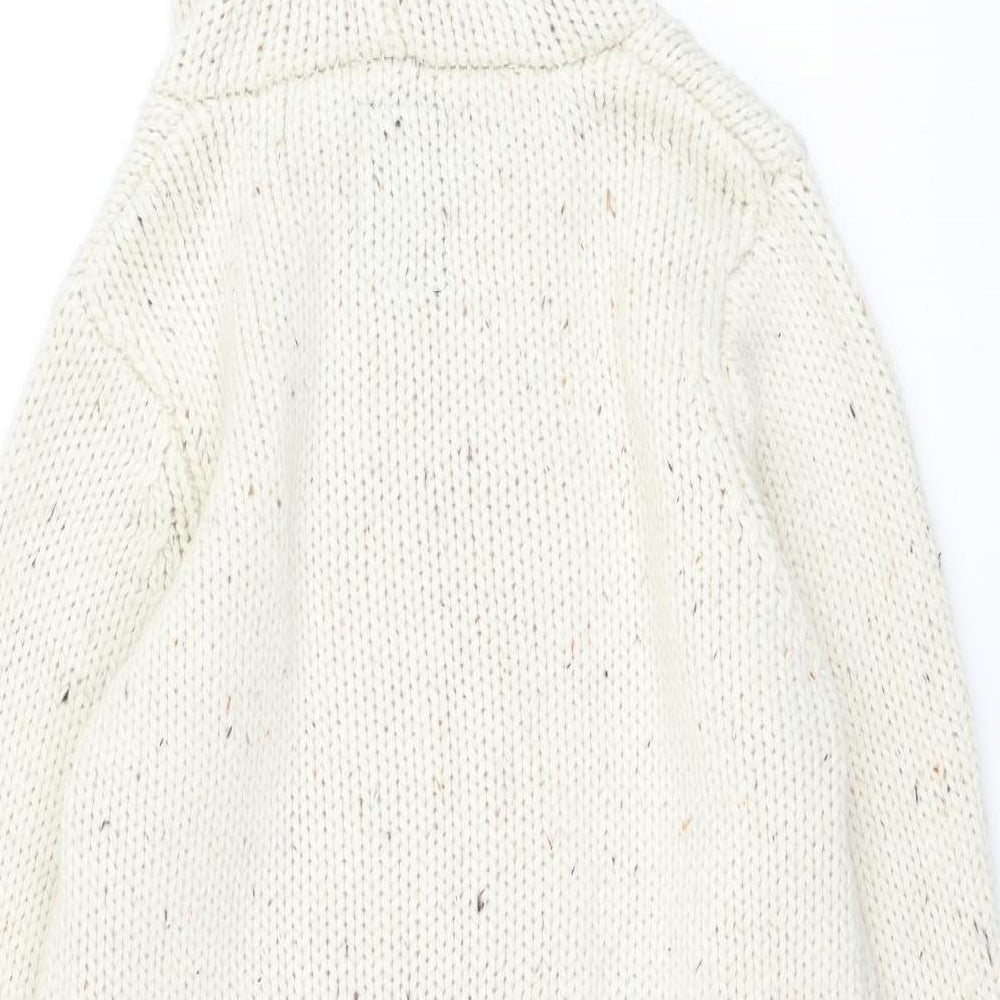 Bershka Mens Ivory Round Neck Acrylic Pullover Jumper Size M