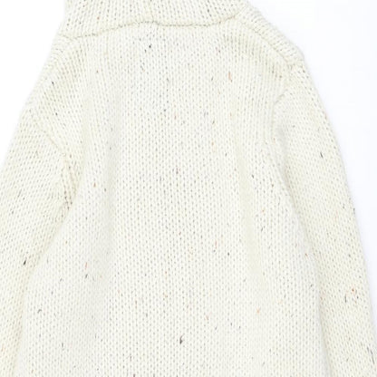 Bershka Mens Ivory Round Neck Acrylic Pullover Jumper Size M