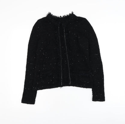 Womens UK Size 4 Preworn Black Cardigan Jumper