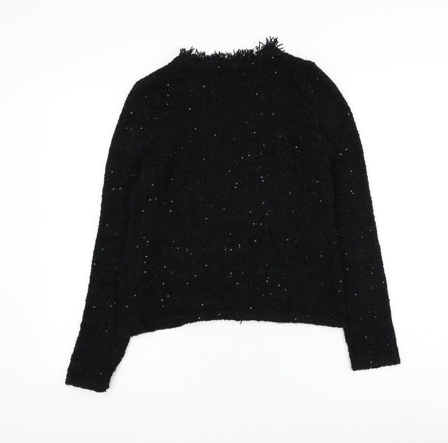 Womens UK Size 4 Preworn Black Cardigan Jumper