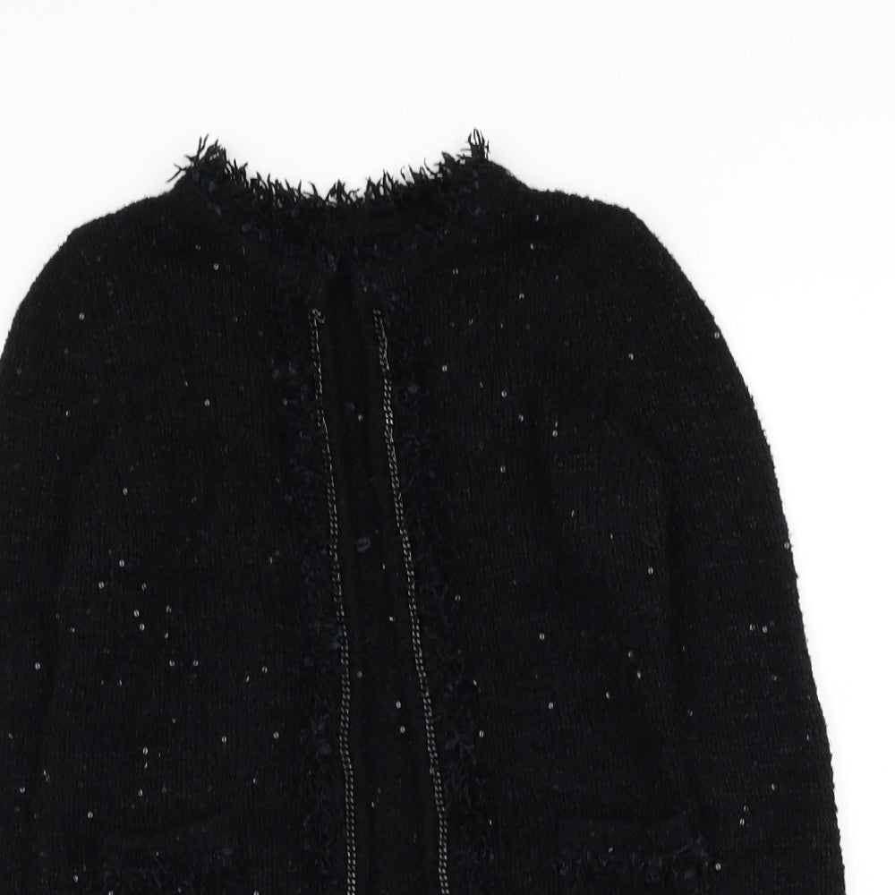 Womens UK Size 4 Preworn Black Cardigan Jumper