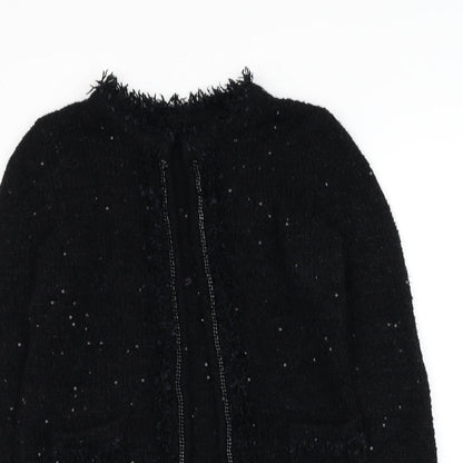 Womens UK Size 4 Preworn Black Cardigan Jumper